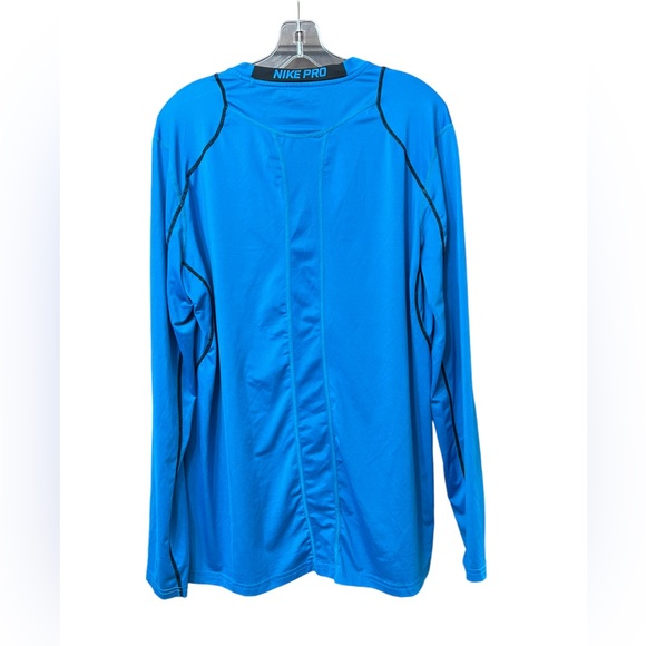 Nike Pro Men’s Blue Fitted Activewear Long Sleeves Shirt Size L Dri-Fit - Picture 2 of 8